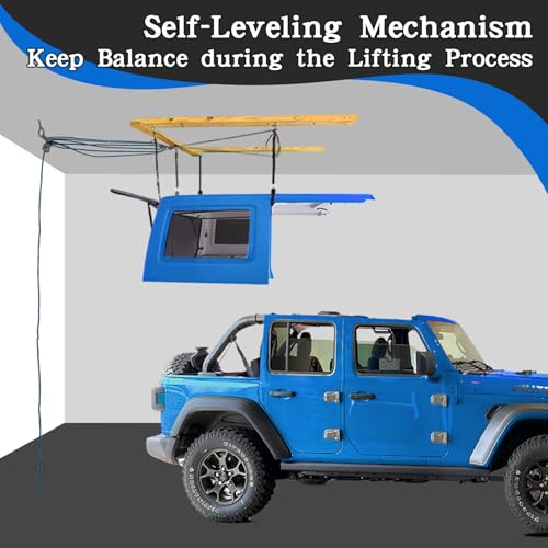 Hard Top Removal Lift for Jeep Wrangler, Top Lift Hoist for Jeep JL JK and Ford, Supports 8-16 ft. Ceiling, Safe Anti-Drop System, Effortless Operation Roof Lift - Thumbnail 3