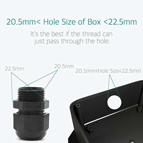 Lantee Pg 13.5 Cable Gland - 20 Pieces Black Plastic Nylon Waterproof Wire Glands Connector Fitting Fit For 6Mm To 12Mm Cable Range #TOP1