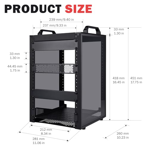 GeeekPi 8U Server Rack Cabinet, DeskPi RackMate T1 Plus,10 inch Network Rack for Servers, Network, A/V Equipment, 10.23inch/260mm Depth (Black) by GeeekPi - Image 2