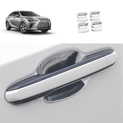 TERDARAY Exterior Door Handle Bowl Covers Compatible with Lexus New RX RX350 RX350h RX500h 2023 2024 Door Handle Cup Bowl Trims Exterior Car Accessories ABS 4PC(Glossy Chrome Style)