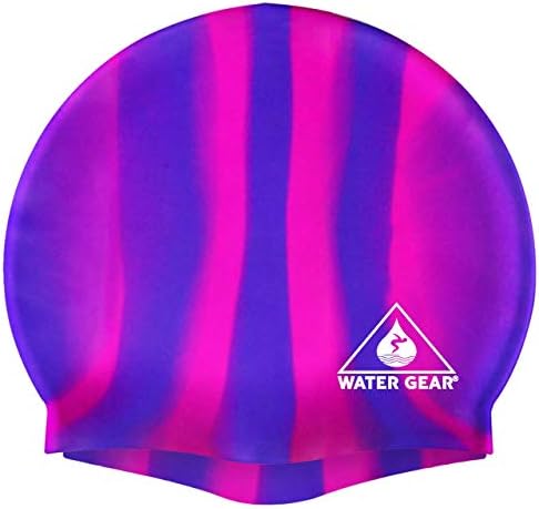 Water Gear Jazz Silicone Swim Cap (Pink/Blue)