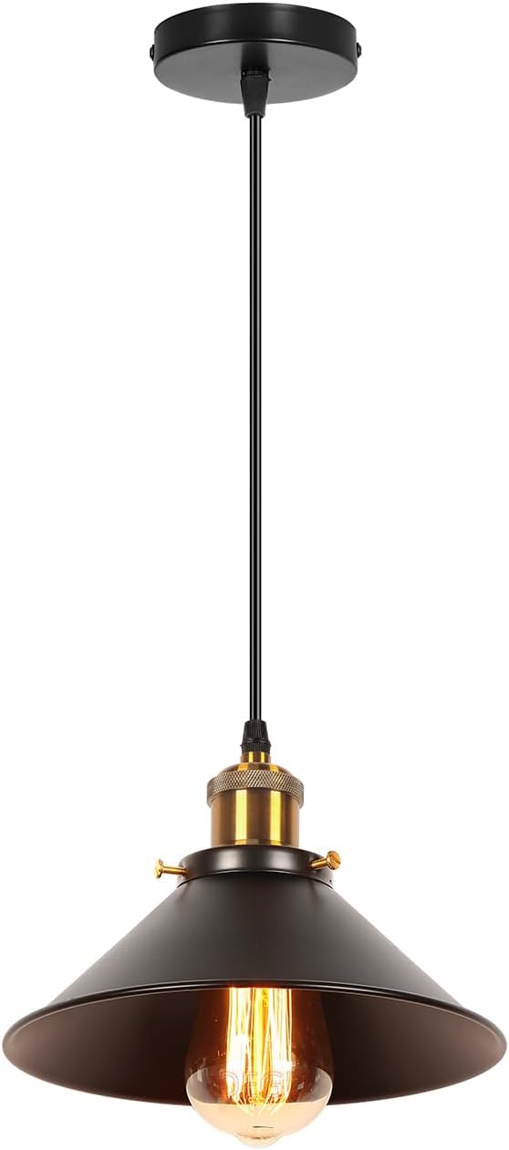 iDEGU iDEGU Retro hanglamp, industrieel design, Edison, lamp, plafondlamp, E27, kroonluchter, hanglamp van metaal, Ø 22 cm (zwart 1 stuk)