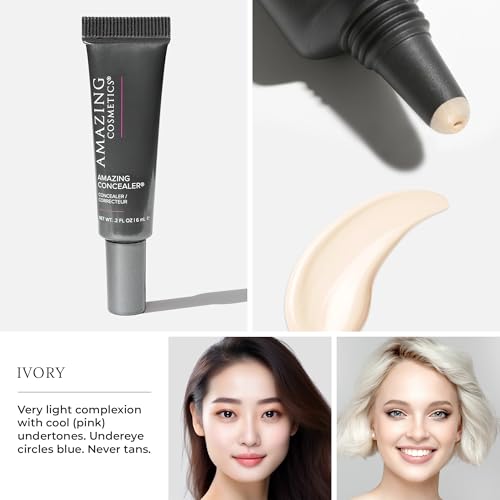 AmazingCosmetics Amazing Concealer, Full Coverage with Pin Dot Amounts, Long Wear Concealer Makeup for Undereye Dark Circles, Blemishes and Spots, Color Correcting, Skin- Like Finish