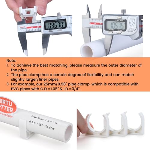 32mm/1.26\" (20 PCS) U-Shaped PVC Pipe Clamps (Gray), Hose Hanger Support, High Strength for Home Plumbing, TV Trays, Water Supply, Garden Tubing, PEX, UV Resistant, fit for 1\" PVC Pipe Sch40 - Thumbnail 4