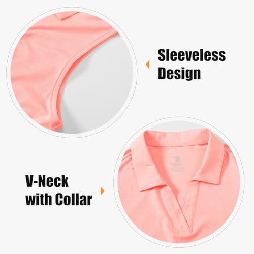 Image of BGOWATU Women's Sleeveless Golf Polo Shirts Collared V Neck Tennis Tank Tops UPF 50+ Quick Dry Lightweight