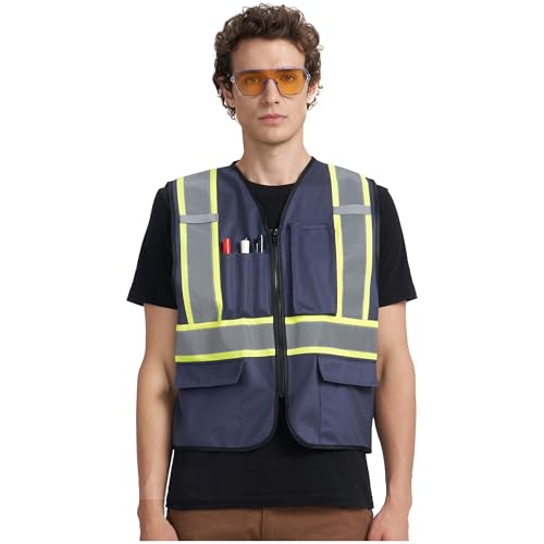Image of A-KSAFETY High Visibility Safety Vest for Men Women with Pockets and Zipper