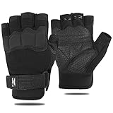 FIORETTO Mens Womens Fingerless Padded Motorbike Gloves Half Finger Gloves for Cycling Hiking Climbing Walking Dogs Driving Cars Outdoor Sports