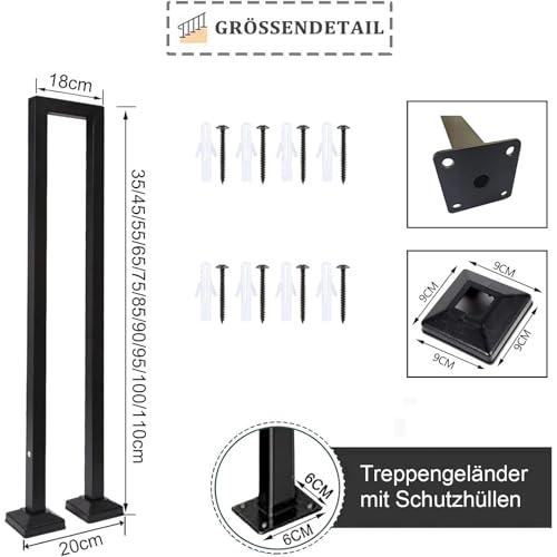 Rampe d'escalier en fer noir solution sécurité balcons étroits