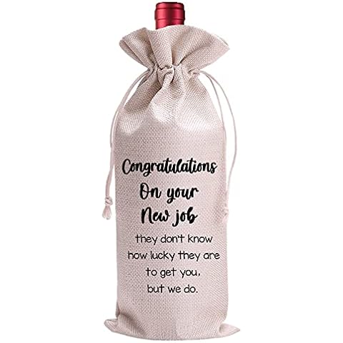 LANBAIHE New Job Gifts Wine Bag, Promotion Gifts, Congratulationg On New Job, Coworker Leaving Gift, Going Away Gifts for Coworker - PAIRS WELL WITH NEW JOB (Beige-1) Cover
