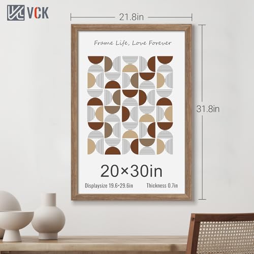 Image of VCK 20x30 Poster Frame Solid Wood Walnut 3 Pack Picture Frames 20 x 30 Inches with Wall Mounting Hanging