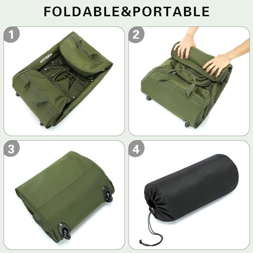 TUGUAN Foldable Duffel Bag with Wheels Extra Large 110L Rolling Travel Duffle Bag with Bungee, 28 inch Packable & Collapsible Carry on Luggage for Storage Traveling Camping, Green4
