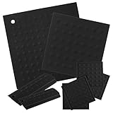 Lamson Essential Silicone HotSpot Kitchen 8 Piece Set, Little HotSpot Coasters, Original HotSpot Pot Holder/Trivet,  Big HotSpot Pot Holder/Counter Protector, Hotspot HotHandles, Black