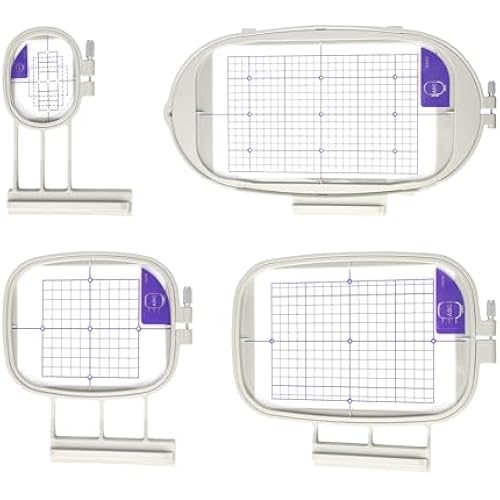Sew Tech 4pcs Embroidery Hoop for Brother, 1x2.5 4x4 5x7 6x10in Frame Set