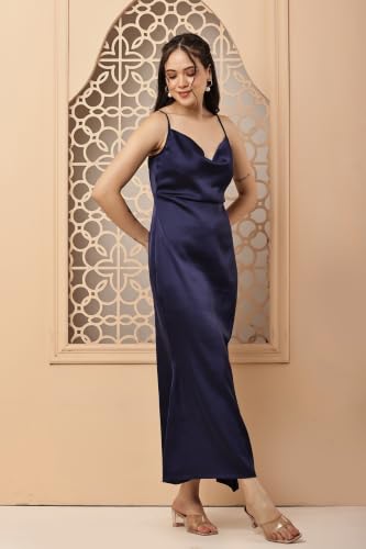 THOUGHTFUL navy blue satin dress – image 6