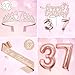37th Birthday Decorations for Women, Including 37th Birthday Sash and Tiara, Cake Topper and Candles, Number Balloons, 37 Year Old Gifts for Women