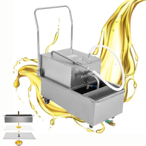 Deep Fryer with Oil Filtration, Stainless Steelfryer Oil Filter Machine, Commercial Mobile Fry Oil Filter, Oil Pump Flow 8.45 Gal/min, Oil Filtration System for Restaurant 55L/14.53Gal