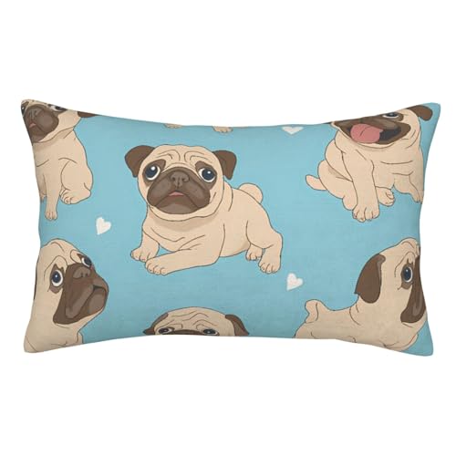 犬柄 青 枕カバー 両面 洗える両面タイプ 抱き枕軟らかい 50 Cm X 75 Cm