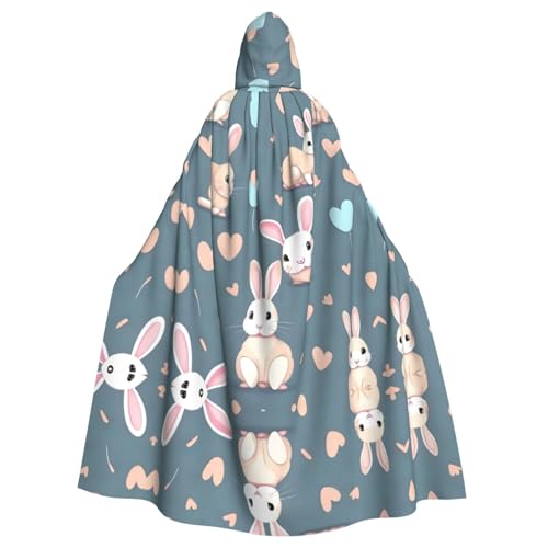 Cape longue à capuche imprimé lapin vêtement cosplay pour soirée à thème