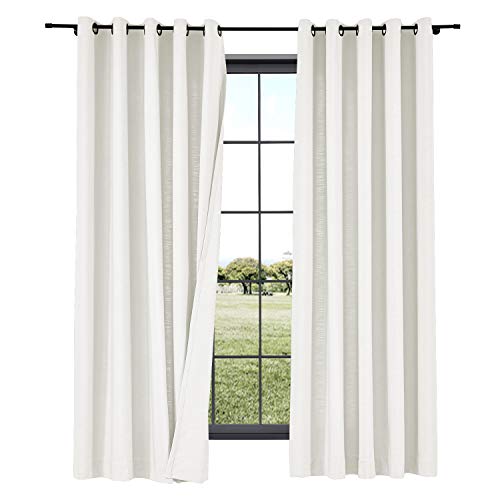 TWOPAGES Cotton Linen Curtain Drapery Decorative Curtain, 84 Inches Width x 120 Inches