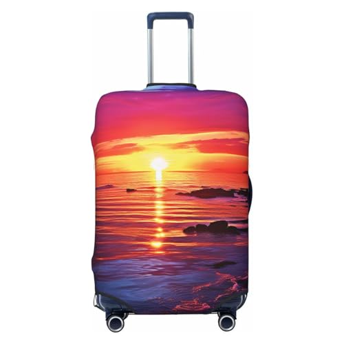 Travel Luggage Cover Suitcase Protector Elastic Washable Calm sea sunset Suitcase Cover Anti-scratch Spandex Baggage Covers Fits 18-32 Inch Luggage