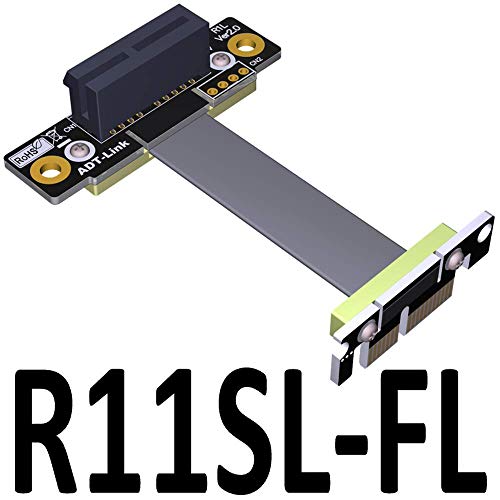 MEO Pci-E Pci Express 1X To 1X Slot Riser Card Converter Extender Ribbon Adapter Extension Cable Pci-E X1 90 Degree Full Speed 8Gbps (0.15m,R11SL-FL)