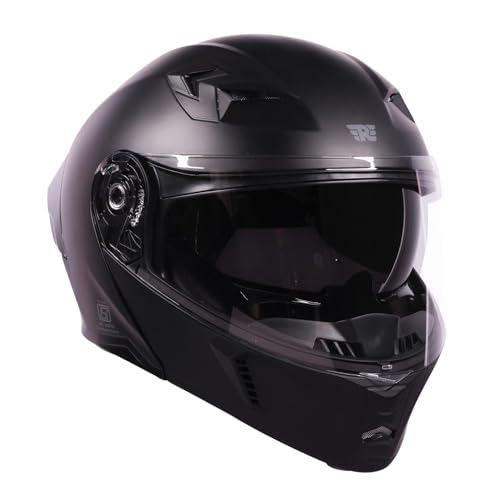 Image of Royal Enfield Stealth Modular Helmet with A Free Visor | ISI & DOT Certified | HIGH IMAPACT Grade ABS & Fiberglass | Internal Fabric- POLYGEINE | HIGH Density EPS Liner MATT Black (XL) 62CM