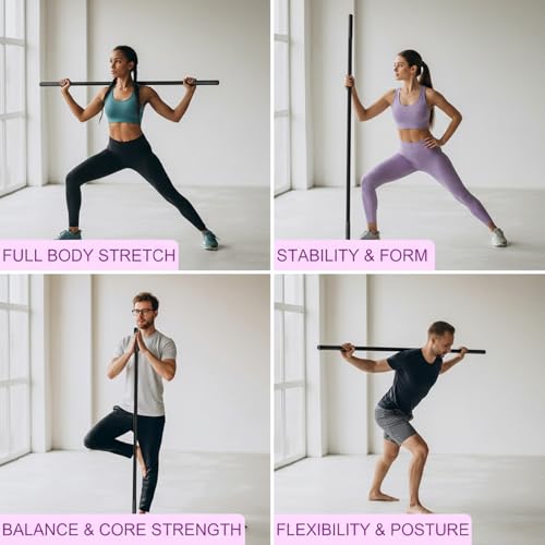 Bastón de yoga de acero resistente para mejorar flexibilidad con mangos cómodos 6
