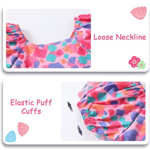 Toddler Girls Cotton Shell Print Dress,Summer Toddler Girl Dress3