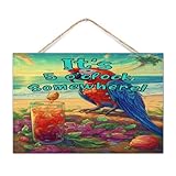 cartello in legno con scritta it's five o'clock somewhere established home decor vintage happy hour pool beach fruit signs positive wood sign for indoor shelf window 30,5 x 20,3 cm