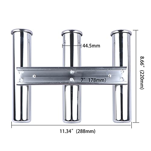 image for Hoffen 3 Link Fishing Rod Holder for Boat, Stainless Steel Wall-Mounte