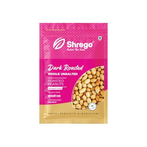 Image of SHREGO Dark Roasted Whole Peanut Unsalted 360G, Snack & Namkeen (Vacuum Packed) (Pack of 2)