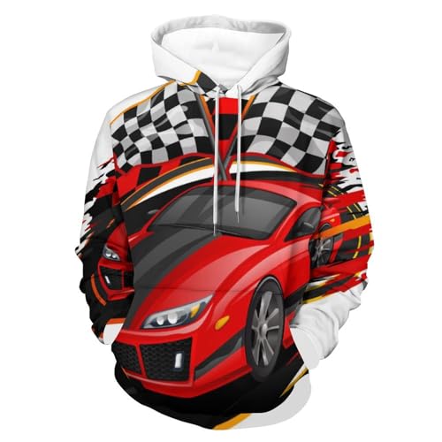 Sweat à capuche voiture de course rouge pull confortable manches longues taille S