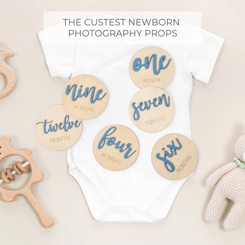 Image of Giftacity 3D Blue Baby Monthly Milestone Signs, One Month Sign for Newborn