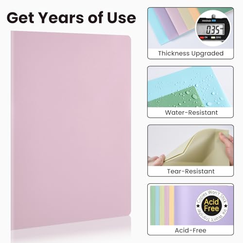 image for Sooez 6Pack Folders with Pockets, Pastels Colors, Heavy Duty Pocket Fo