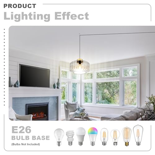 Image of Clear Plug in Chandelier Corded Ceiling Hanging Light Gold Kitchen Island Pendant Light with Corded On /Off Switch Plug in Light Fixtures for Bedside Dining Room