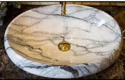 Image of Designer Counter Top Wash Basin | Tabletop Ceramic Bathroom Sink | Wash Basin Over Counter | Wash Basin For Bathroom, Living Room (24 x 15 x 6 Inch) (Glossy Off-White N Black Strip)
