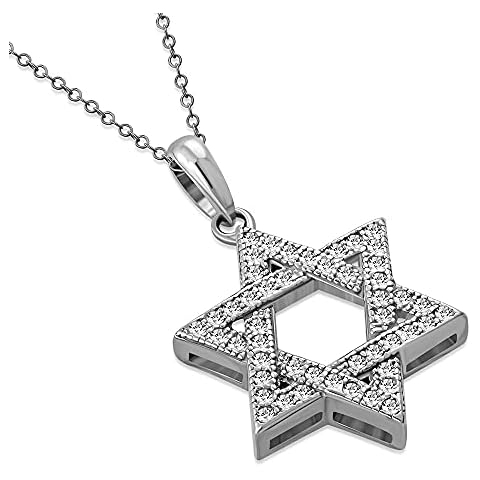 My Daily Styles 925 Sterling Silver Jewish Star of David White CZ Pendant Necklace Cover