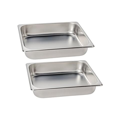 Premier Choice 2 Pack 1/2 Size Chafer Food Pan Stainless Steel Steam Table/Hotel Pan - 2 1/2" Deep Cover