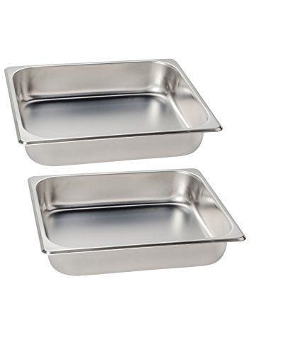 2 Pack 1/2 Size Chafer Food Pan Stainless Steel Steam Table / Hotel Pan - 2 1/2" Deep