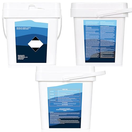 Image of Xtremeclear 3 inch Chlorine Tablets Bucket, 3-inch Individually Wrapped, 25 lbs Chlorinating Tabs for Swimming Pools, Hot Tubs, Spa Slow Dissolving 25 Pound Bucket