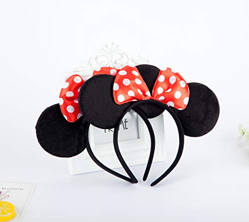 Image of FANYITY Mouse Ears Headbands Sequin Hair Band for Girls Women Boys Party, 2 Pieces (RED DOT)