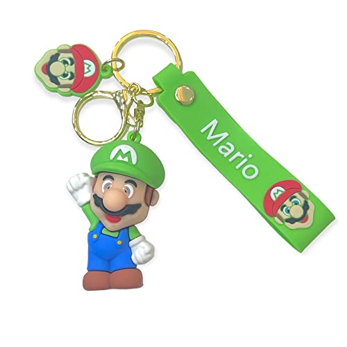 Image of AUGEN Mario Green Action Figure Keychain Limited Edition for Car, Decoration, Cake, Office Desk & Study Table (Pack of 1)