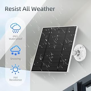 5W Solar Panel for Security Camera, Solar Panel with Micro USB & USB-C Port for DC 5V Outdoor Rechargeable Battery Camera, IP65 Waterproof, 360° Adjustable Security Mount, 9.8ft Cable(White 1PC)
