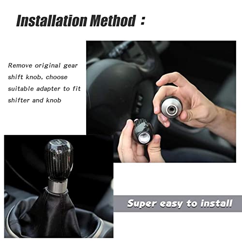 RYANSTAR Carbon Fiber Shift Knob with Adapters, Black Oval Ball Stick Shifter Knobs Compatible with Infiniti Lexus Mazda Mitsubishi Nissan etcï¼Smooth Surfaceï¼ - Image 6