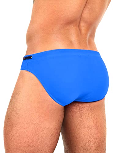 Mizok Men's Swimwear Bikini Swimming Briefs Drawstring Swimsuits Board Surf Shorts Trunks Blue L #TOP2