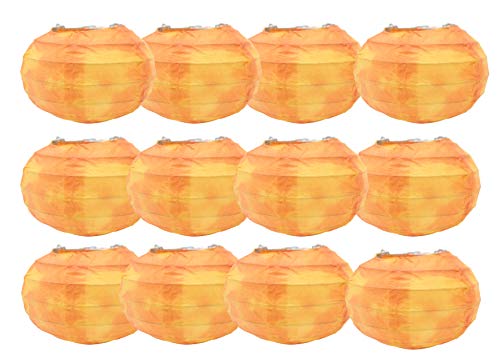 Seta Direct, 3.5-Inch Oval Pumpkin Mini Decorative Paper Lantern [Orange, 12 Pack]
