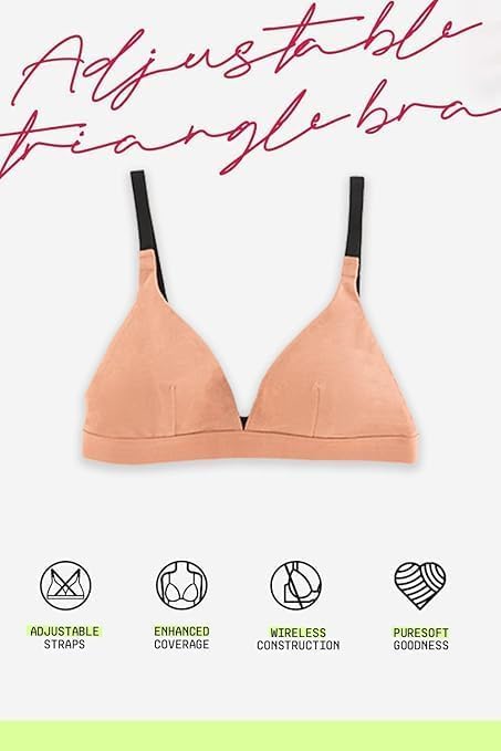 Image of &Circus PureSoft True Fit Triangle Non Padded Bra for Women | Deep Neck Plunge Bra for Women | Triangle Low Coverage Bra