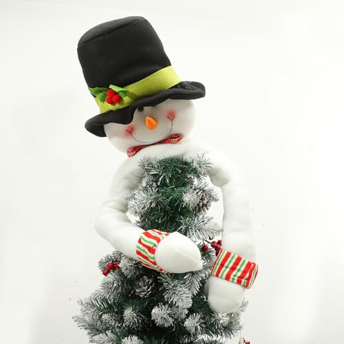 Adorno punta del árbol de Navidad de muñeco de nieve de tela y algodón ligero, 1 pieza 6