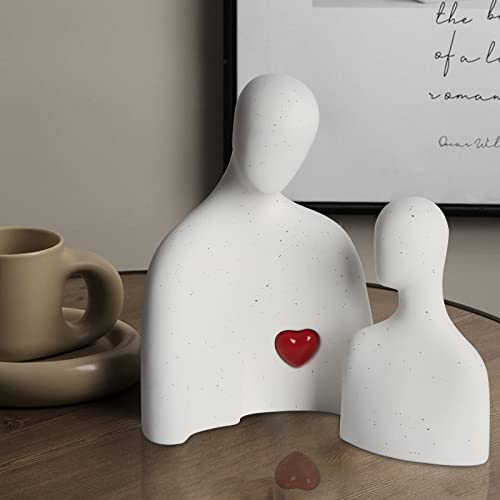 Decostatue Lover Statues For Table Decor, 10'' Ceramic Sculpture For Shelf Decor, Modern Couple Art Porcelain Sculptures Gifts For Anniversary, Romantic Figurine For Home, Bedroom, Office & Bookshelf #TOP8