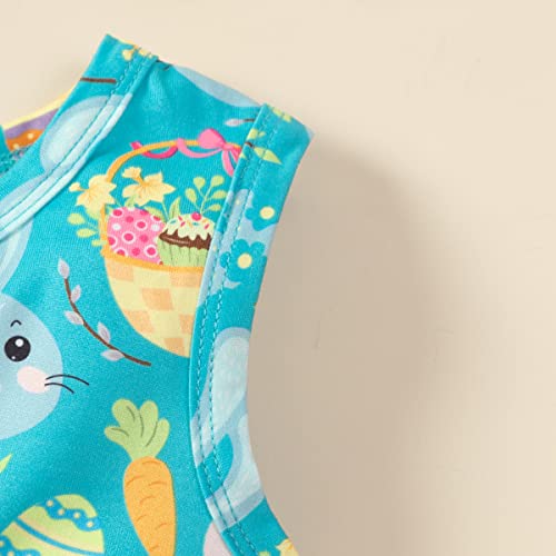 Little Girl Easter Dresses Rabbits Print Bowknot Dress Casual Sleeveless Kids Dress For Party Rabbits1-1138-2T #TOP7